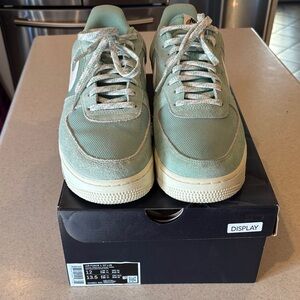 Nike Air Force 1 Sage Green Sneakers with Cream Sole